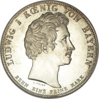 German States coin 1 Conventionsthaler - Ludwig I - Reichenbach and Fraunhofer (1826) obverse obverse of 1 Conventionsthaler - Ludwig I - Reichenbach and Fraunhofer (1826) coin with KM# 721 from German States. Inscription: LUDWIG I KÖNIG VON BAYERN C.VOIGT ZEHN EINE FEINE MARK