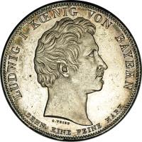 German States coin 1 Conventionsthaler - Ludwig I - Treaty Signing (1827) obverse obverse of 1 Conventionsthaler - Ludwig I - Treaty Signing (1827) coin with KM# 731 from German States. Inscription: LUDWIG I KÖNIG VON BAYERN C.VOIGT ZEHN EINE FEINE MARK