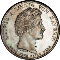 German States coin 1 Thaler - Ludwig I - Customs Union (1833) obverse obverse of 1 Thaler - Ludwig I - Customs Union (1833) coin with KM# 762 from German States.