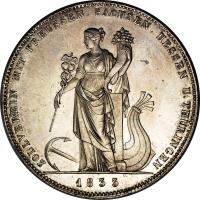 German States coin 1 Thaler - Ludwig I - Customs Union (1833) reverse reverse of 1 Thaler - Ludwig I - Customs Union (1833) coin with KM# 762 from German States.