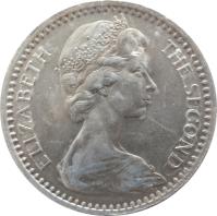 obverse of 25 Cents - Elizabeth II - 2'nd Portrait (1964) coin with KM# 4 from Rhodesia. Inscription: ELIZABETH THE SECOND