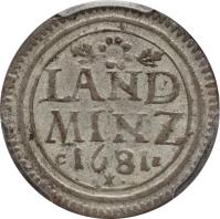 reverse of 10 Pfennige - Maximilian II Emanuel (1679 - 1681) coin with KM# 334 from German States. Inscription: LAND MINZ c 1681 z *