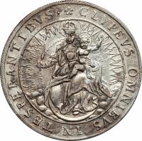 German States coin 1 Thaler - Maximilian I (1625) reverse reverse of 1 Thaler - Maximilian I (1625) coin with KM# 194 from German States. Inscription: CLYPEVS OMNIBVS IN TE SPERANTIBVS