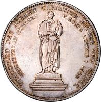 reverse of 2 Thaler / 3 1/2 Gulden - Maximilian II - Johann Christoph von Gluck (1848) coin with KM# 833 from German States. Inscription: STANDBILD DES JOHANN CHRISTOPH RITTER VON GLUCK ERRICHTET IN MÜNCHEN V.KÖNIG LUDWIG I 1848