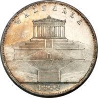 German States coin 2 Thaler / 3 1/2 Gulden - Ludwig I - Walhalla (1842) reverse reverse of 2 Thaler / 3 1/2 Gulden - Ludwig I - Walhalla (1842) coin with KM# 811 from German States. Inscription: WALHALLA 1842