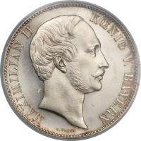 obverse of 2 Vereinsthaler - Maximilian II (1861 - 1864) coin with KM# 862 from German States. Inscription: MAXIMILIAN II KÖNIG V. BAYERN C.VOIGT
