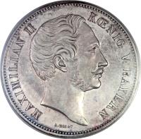 obverse of 2 Thaler / 3 1/2 Gulden - Maximilian II - New Constitution (1848) coin with KM# 830 from German States. Inscription: MAXIMILIAN II KÖNIG V. BAYERN C.VOIGT