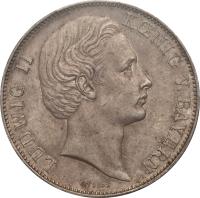 German States coin 1 Vereinsthaler - Ludwig II (1866 - 1871) obverse obverse of 1 Vereinsthaler - Ludwig II (1866 - 1871) coin with KM# 886.1 from German States. Inscription: LUDWIG II KOENIG V. BAYERN