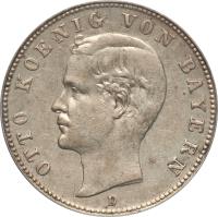 obverse of 2 Mark - Otto (1888) coin with KM# 905 from German States. Inscription: OTTO KOENIG VON BAYERN