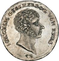 German States coin 1 Cassa Thaler - Joachim Murat (1807) obverse obverse of 1 Cassa Thaler - Joachim Murat (1807) coin with KM# 12 from German States. Inscription: IOACHIM GROSHERZOG VON BERG T:S