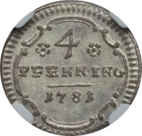 German States coin 4 Pfennig - Karl Alexander (1764 - 1789) reverse reverse of 4 Pfennig - Karl Alexander (1764 - 1789) coin with KM# 273 from German States. Inscription: 4 PFENNING 1781