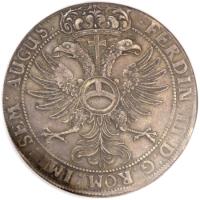 German States coin 1 Thaler - Ferdinand III (1650 - 1657) obverse obverse of 1 Thaler - Ferdinand III (1650 - 1657) coin with KM# 116 from German States. Inscription: · FERDIN : III : D:G : ROM : IMP : SEM : AUGUS: