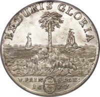 German States coin 2/3 Thaler - Ernst August (1676 - 1679) reverse reverse of 2/3 Thaler - Ernst August (1676 - 1679) coin with KM# 187 from German States. Inscription: V.FEIN 2 SILB: 16 3 77