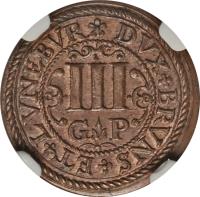 German States coin 3 Pfennig (1620 - 1622) reverse reverse of 3 Pfennig (1620 - 1622) coin with KM# 25 from German States. Inscription: DVX BRVNS ET LVNEBVR III GP