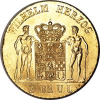 obverse of 10 Thaler - Wilhelm (1831 - 1834) coin with KM# 1122 from German States. Inscription: WILHELM HERZOG Z. BR. U. L.