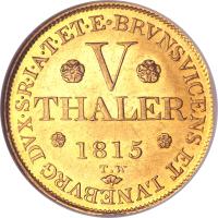reverse of 5 Thaler - George III (1814 - 1815) coin with KM# 1062 from German States.