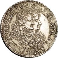 German States coin 1 Thaler - Rudolph August & Anton Ulrich (1688 - 1701) obverse obverse of 1 Thaler - Rudolph August & Anton Ulrich (1688 - 1701) coin with KM# 577 from German States.