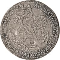German States coin 1 1/2 Thaler - August (1655 - 1664) obverse obverse of 1 1/2 Thaler - August (1655 - 1664) coin with KM# 450 from German States.