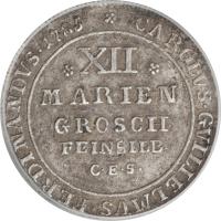 obverse of 12 Mariengroschen - Karl Wilhelm Ferdinand (1781 - 1785) coin with KM# 1009 from German States.