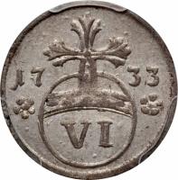 German States coin 6 Pfennige - Ludwig Rudolf (1731 - 1735) reverse reverse of 6 Pfennige - Ludwig Rudolf (1731 - 1735) coin with KM# 804 from German States.