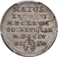 German States coin 2 Pfennige - Anton Ulrich - Death (1704) reverse reverse of 2 Pfennige - Anton Ulrich - Death (1704) coin with KM# 644 from German States.