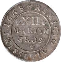 reverse of 12 Mariengroschen - Rudolf August (1668 - 1684) coin with KM# 504 from German States.