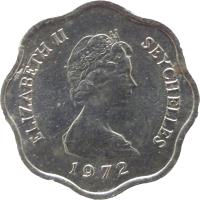 Seychelles coin 5 Cents - Elizabeth II - FAO - 2'nd Portrait (1972 - 1975) obverse obverse of 5 Cents - Elizabeth II - FAO - 2'nd Portrait (1972 - 1975) coin with KM# 18 from Seychelles. Inscription: ELIZABETH II SEYCHELLES 1972