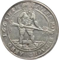 German States coin 1 Thaler - August (1653 - 1666) reverse reverse of 1 Thaler - August (1653 - 1666) coin with KM# 442 from German States.