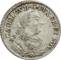 German States coin 1/3 Thaler - Karl I (1764 - 1770) obverse obverse of 1/3 Thaler - Karl I (1764 - 1770) coin with KM# 972 from German States.