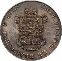 obverse of 24 Mariengroschen / 2/3 Thaler - Karl II (1824 - 1829) coin with KM# 1109 from German States. Inscription: CARL HERZOG ZU BRAUNSCHW. U. LUEN