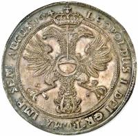 German States coin 2 Thaler - Leopold I (1674) reverse reverse of 2 Thaler - Leopold I (1674) coin with KM# A21 from German States. Inscription: LEOPOLDUS I. DEI GR: ROMA: IMP: SEM: AUGUS: