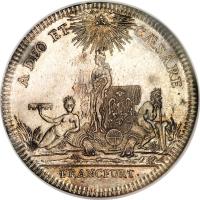 German States coin 1 Conventionsthaler - Hausen Bridge (1776) obverse obverse of 1 Conventionsthaler - Hausen Bridge (1776) coin with KM# 256 from German States. Inscription: A DEO ET CÆSARE · FRANCFURT ·