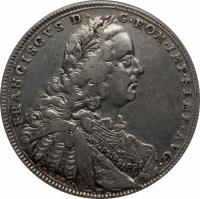 German States coin 1 Thaler - Franz I (1746) obverse obverse of 1 Thaler - Franz I (1746) coin with KM# 32 from German States. Inscription: FRANCISCVS D. G.ROM.IMP.SEMP.AVG. P.P. WERNER