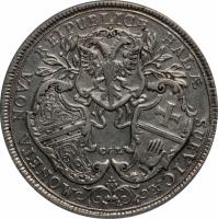 German States coin 1 Thaler - Franz I (1746) reverse reverse of 1 Thaler - Franz I (1746) coin with KM# 32 from German States. Inscription: MONETA NOVA REPUBLICAE HALAE SUEVICAE C.G.L