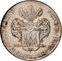 German States coin 1 Thaler - Karl VI (1735) reverse reverse of 1 Thaler - Karl VI (1735) coin with KM# 386 from German States. Inscription: MONET. NOV. CIVITAT. HAMBVRG. ANNO IVBIL. II. I · H · L ·