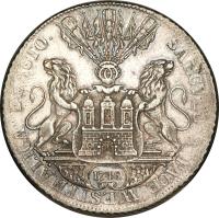 German States coin 1 Thaler - Franz I - Peace of Westphalia (1748) reverse reverse of 1 Thaler - Franz I - Peace of Westphalia (1748) coin with KM# 405 from German States. Inscription: SAECVLO A PACE WESTPHALICA EXACTO 1748