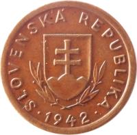 obverse of 10 Halierov (1939 - 1942) coin with KM# 1 from Slovakia. Inscription: SLOVENSKÁ REPUBLIKA