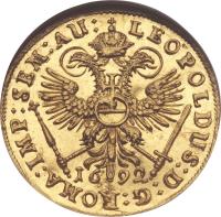 German States coin 1 Dukat - Leopold I - Trade Coinage (1689 - 1705) obverse obverse of 1 Dukat - Leopold I - Trade Coinage (1689 - 1705) coin with KM# 295 from German States.