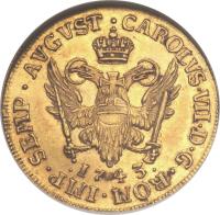 German States coin 1 Dukat - Karl VII - Trade Coinage (1742 - 1745) obverse obverse of 1 Dukat - Karl VII - Trade Coinage (1742 - 1745) coin with KM# 394 from German States.