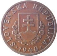 Slovakia coin 20 Halierov (1940 - 1942) obverse obverse of 20 Halierov (1940 - 1942) coin with KM# 4 from Slovakia. Inscription: SLOVENSKÁ REPUBLIKA 1940