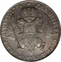 German States coin 32 Schilling - Franz I (1748 - 1761) obverse obverse of 32 Schilling - Franz I (1748 - 1761) coin with KM# 402 from German States. Inscription: FRANCISCVS D.G.ROM.IMP.SEMP.AVGVST.1758