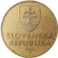 Slovakia coin 10 Korún (1993 - 2008) obverse obverse of 10 Korún (1993 - 2008) coin with KM# 11 from Slovakia. Inscription: SLOVENSKÁ REPUBLIKA 1993 Z