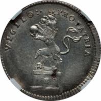 reverse of 1/8 Thaler - Karl (1723) coin with KM# 387 from German States. Inscription: VIGILO PRO PATRIA 8