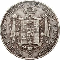 German States coin 2 Thaler / 3 1/2 Gulden - Wilhelm II and Friedrich Wilhelm (1844 - 1845) obverse obverse of 2 Thaler / 3 1/2 Gulden - Wilhelm II and Friedrich Wilhelm (1844 - 1845) coin with KM# 608 from German States.