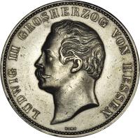 German States coin 2 Thaler / 3 1/2 Gulden - Ludwig III (1854) obverse obverse of 2 Thaler / 3 1/2 Gulden - Ludwig III (1854) coin with KM# 335 from German States.