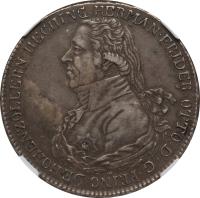 German States coin 1 Thaler - Hermann Friedrich Otto (1804) obverse obverse of 1 Thaler - Hermann Friedrich Otto (1804) coin with KM# 35 from German States. Inscription: HERMAN FRIDER. OTTO D. G. PRINC. DE HOHENZOLLERN HECHING.
