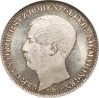 German States coin 1 Gulden - Karl Anton (1849) obverse obverse of 1 Gulden - Karl Anton (1849) coin with KM# 25 from German States. Inscription: CARL ANTON FURST Z. HOHENZOLLERN SIGMARINGEN BALBACH