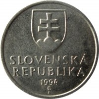 Slovakia coin 20 Halierov (1993 - 2003) obverse obverse of 20 Halierov (1993 - 2003) coin with KM# 18 from Slovakia. Inscription: SLOVENSKÁ REPUBLIKA 1994 Z
