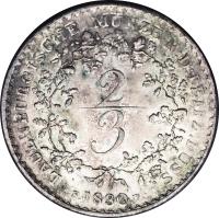 German States coin 2/3 Thaler - Friedrich VI (1830) reverse reverse of 2/3 Thaler - Friedrich VI (1830) coin with KM# 25 from German States.