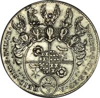 German States coin 2/3 Thaler / 1 Gulden - Simon Heinrich Adolf (1719 - 1722) reverse reverse of 2/3 Thaler / 1 Gulden - Simon Heinrich Adolf (1719 - 1722) coin with KM# 159 from German States.